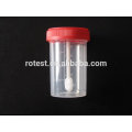 Individually packaged stool container with spoon